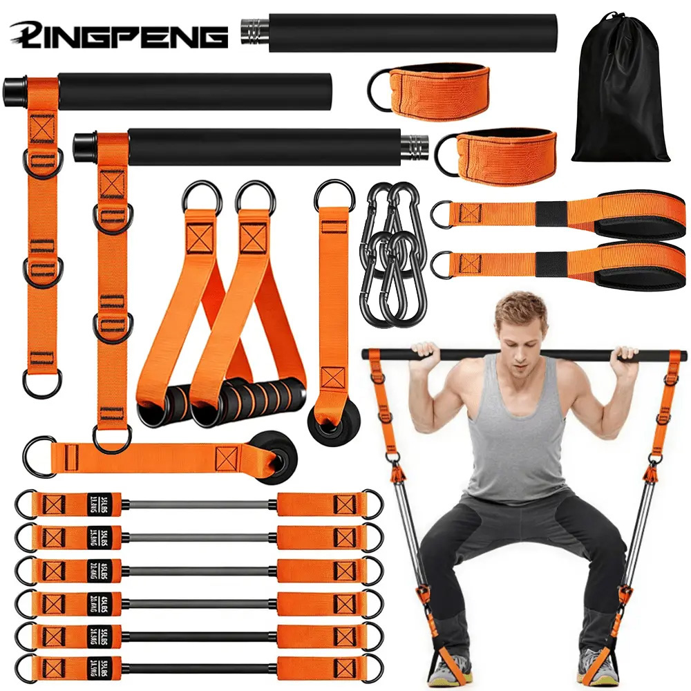 Pilates Bar Kit With Resistance Bands - Direnç Bandı Ev Pilates Seti, Direnç